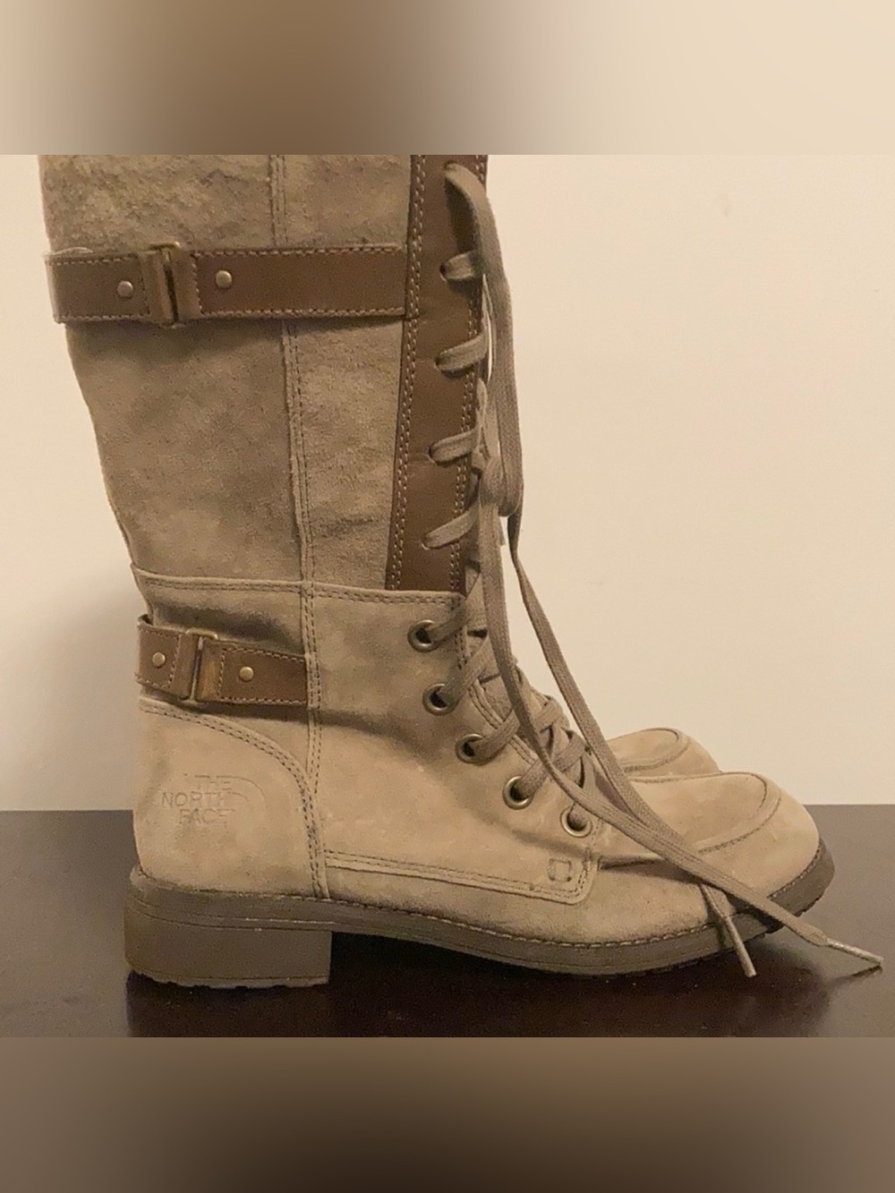 The North Face Women's Taupe Lace-Up Suede Combat Boots
